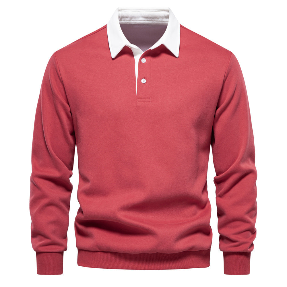 Men's elegant long sleeve polo shirt with contrast collar Mune Fashion