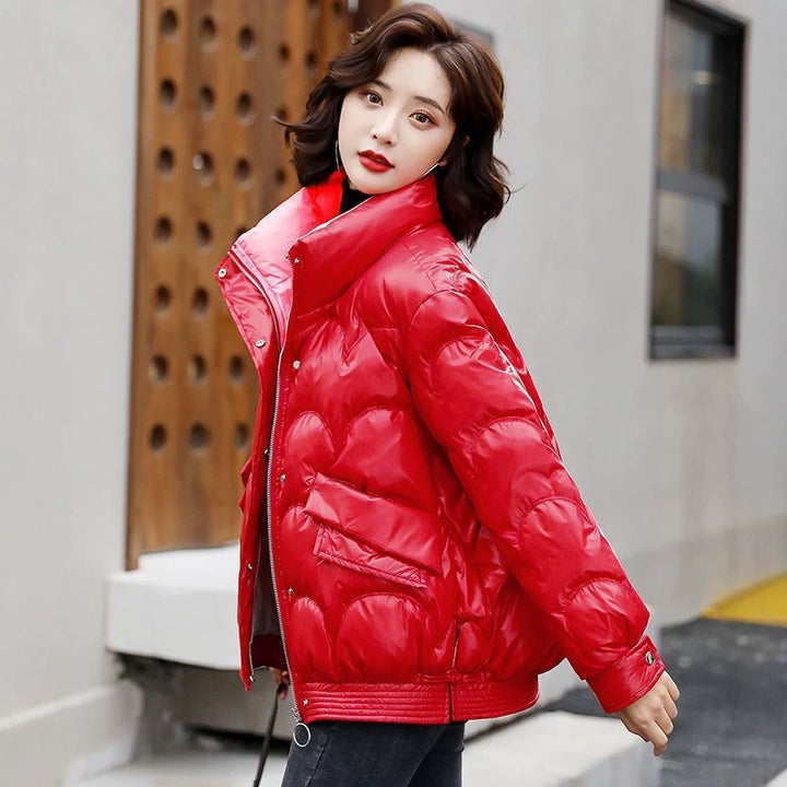 Women's Padded Quilted Jacket with High Collar Mune Fashion