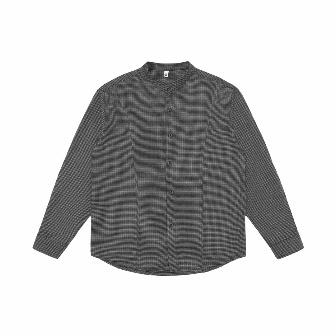 Unisex Oversized shirt jacket with stand-up collar, Glen check pattern and rounded hem Mune Fashion