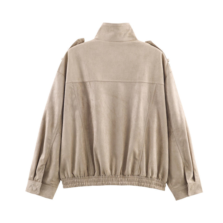 Women’s short jacket in military style with epaulets, patch chest pockets, and elastic hem Mune Fashion