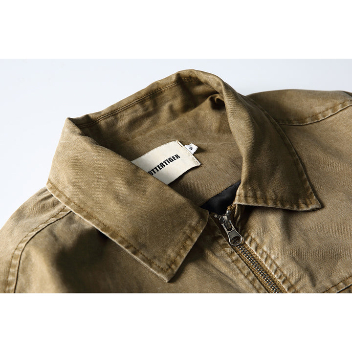 Unisex Boxy Jeans Jacket in Vintage Washed Look with Zipper and Elastic Hem Mune Fashion