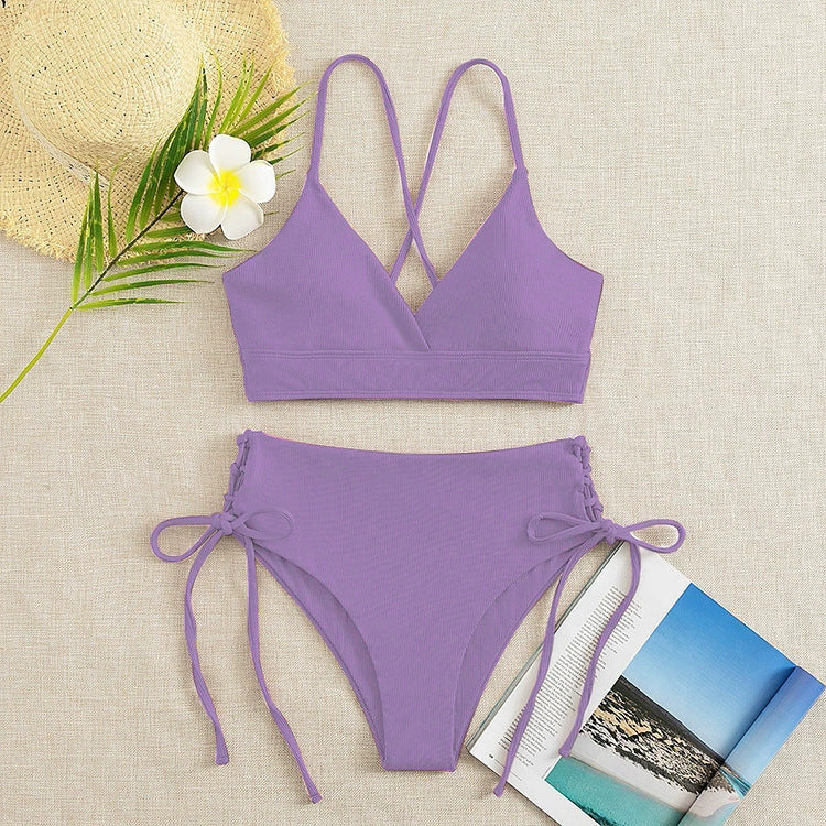 Women's High-Waisted Bikini with Adjustable Lacing Details Mune Fashion