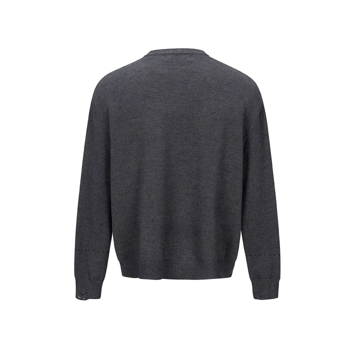 Unisex Simple Cardigan with Round Neck, Wooden Button Placket and Ribbed Hem Mune Fashion