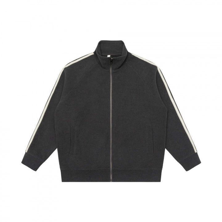 Unisex Oversize Teddy fleece Zipped jacket with stand-up collar and contrast stripes Mune Fashion
