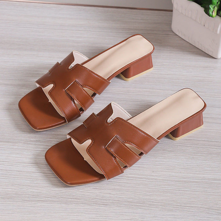 Women's Slip-On Mules with Braided Straps and Mid-Height Block Heel Mune Fashion