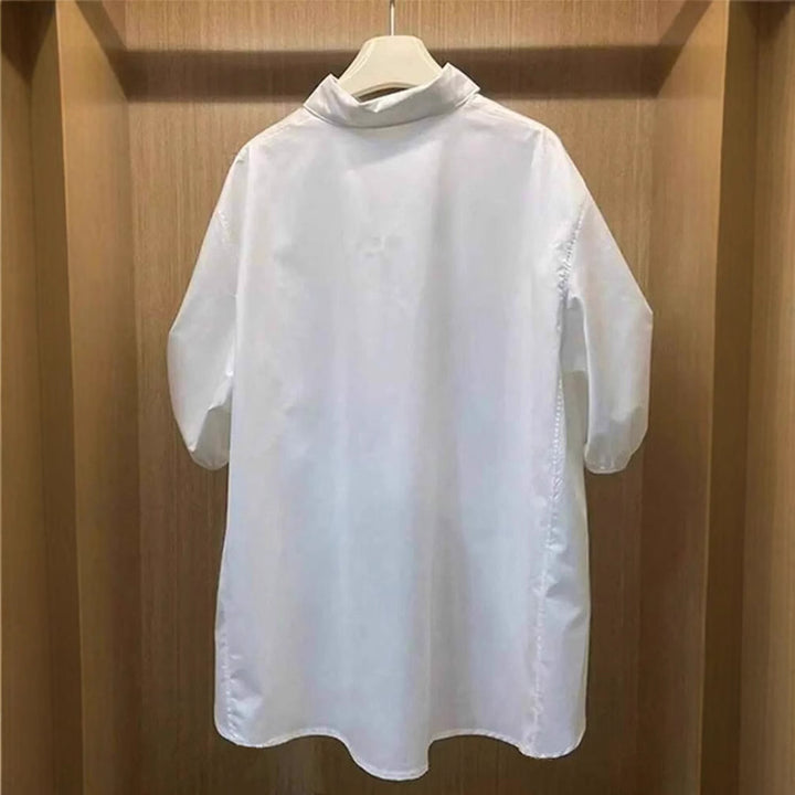 Women's Oversized Blouse with Dramatic Draped Back and Puff Sleeves Mune Fashion