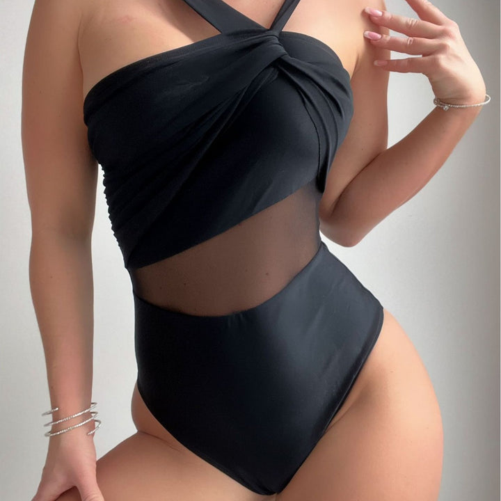 Ladies Elegant One-Piece Swimsuit with Modern Fabric Mix Mune Fashion