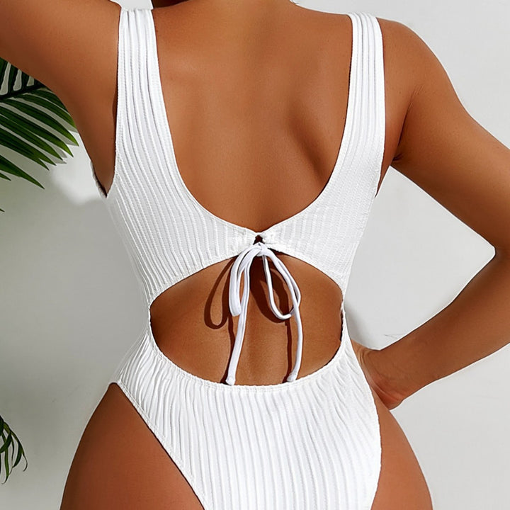 Women's One-Piece Swimsuit with Shaping Ribbed Design Mune Fashion