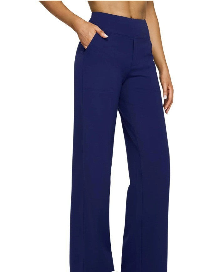 Women wide-cut Palazzo pants with high-cut comfort waistband and side pockets Mune Fashion