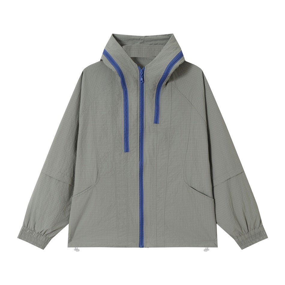 Unisex Lightweight Ripstop Hoodie Jacket in Boxy Fit with Contrasting Zipper and Drawstring Mune Fashion