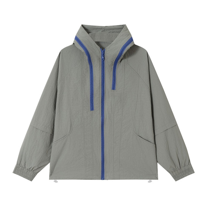 Unisex Lightweight Ripstop Hoodie Jacket in Boxy Fit with Contrasting Zipper and Drawstring Mune Fashion