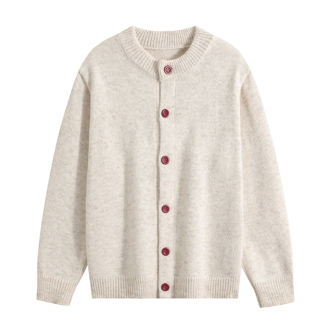 Women's Oversized Cardigan with Round Neck, Ribbed Hem & Contrast Buttons Mune Fashion