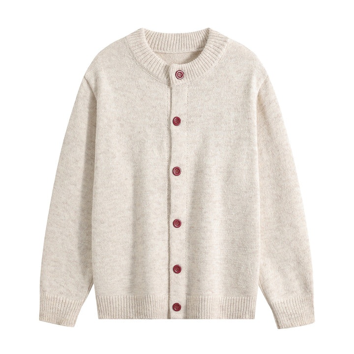 Women's Oversized Cardigan with Round Neck, Ribbed Hem & Contrast Buttons Mune Fashion