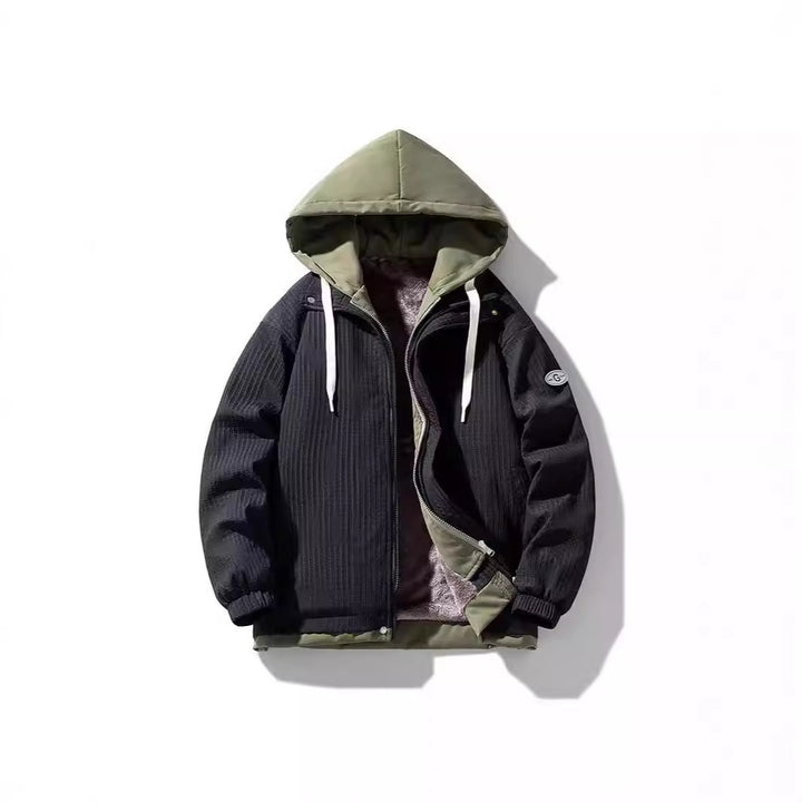 Men's Padded Hooded Jacket with Graphic Print, Teddy Inner Lining and Windproof Outer Shell Mune Fashion
