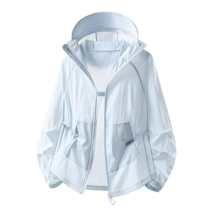 Women's Lightweight Windproof Hooded Transition Jacket with Adjustable Hood, Two-Way Zipper & Practical Flap Pockets Mune Fashion