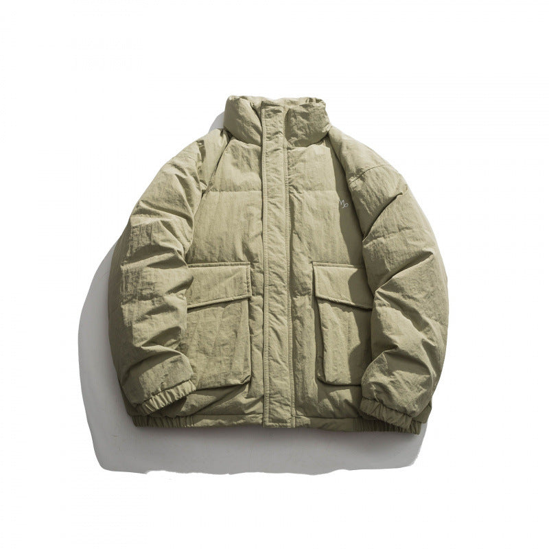 Unisex Oversized padded quilted jacket with high stand collar, large flap pockets and crinkle effect Mune Fashion