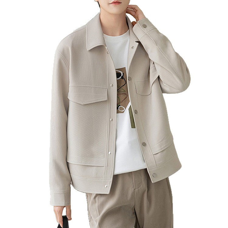 Men's Boxy Overshirt-Jacket with Snap Buttons and Patch Pockets Mune Fashion