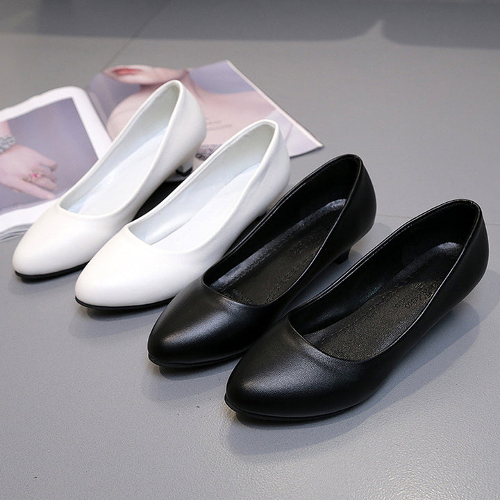 Women's pointed tapered business pumps with low conical heel and cushioned comfort insole Mune Fashion