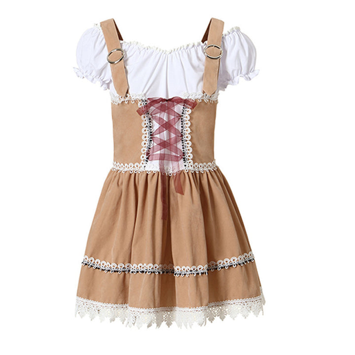 Women’s Bavarian-inspired mini dress with laced corset, Carmen blouse, and felt hat Mune Fashion