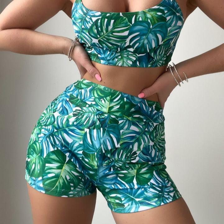 Women's Crop Top and High Waist Shorts Set Mune Fashion