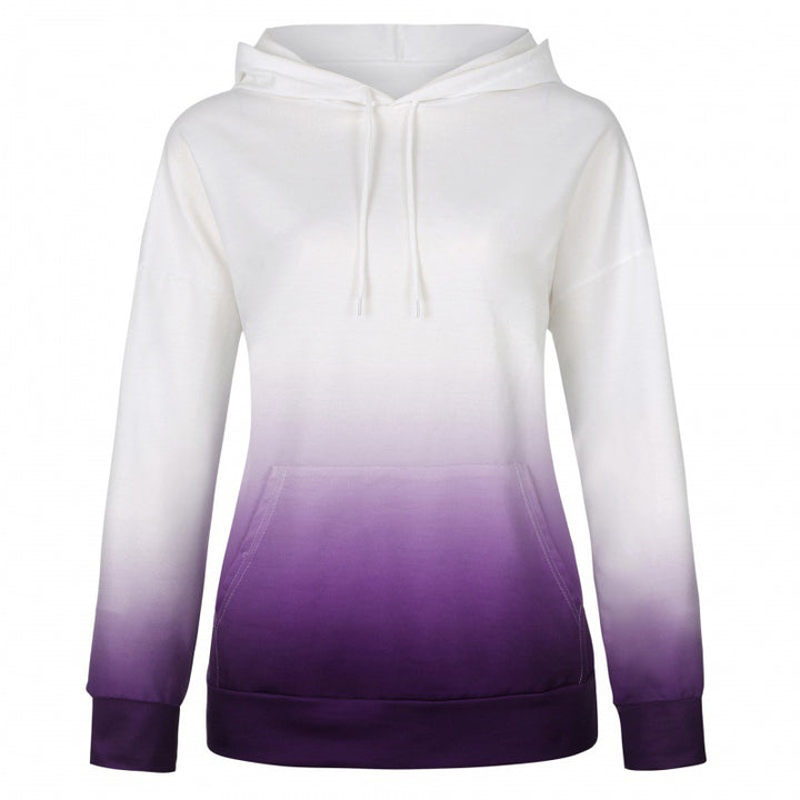 Women Oversized Hoodie with Dip-Dye Gradient and Kangaroo Pocket Mune Fashion