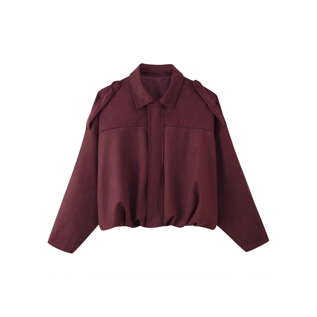 Women Cropped Oversized Blouson Jacket with Shoulder Flaps Mune Fashion