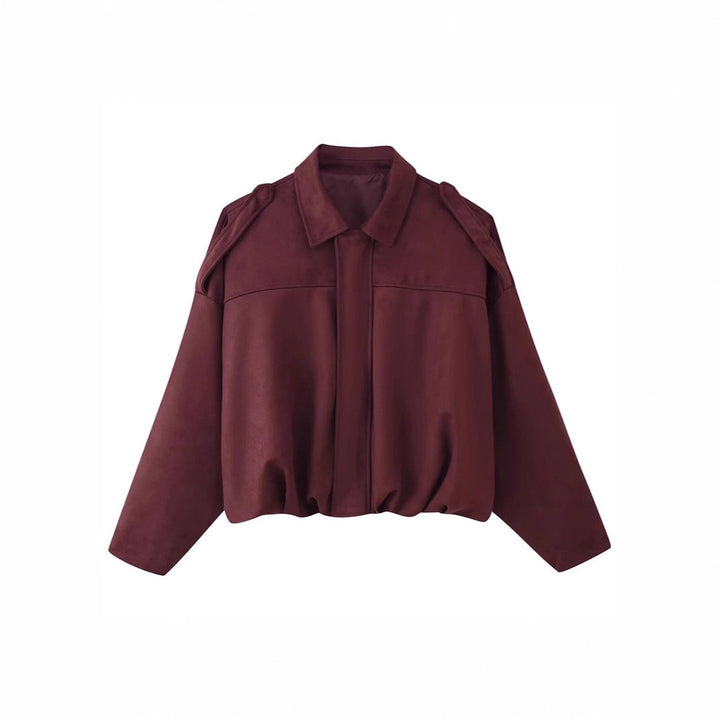 Women Cropped Oversized Blouson Jacket with Shoulder Flaps Mune Fashion