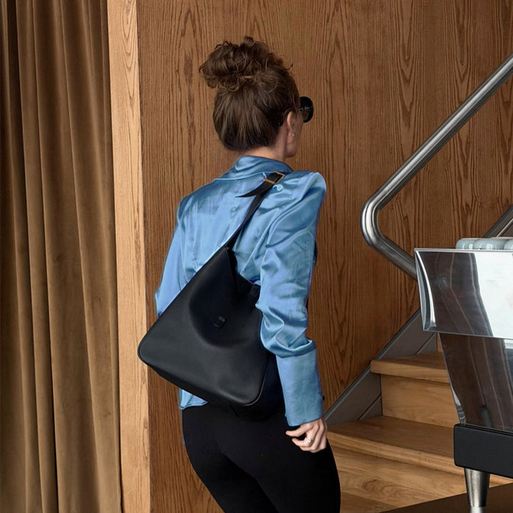 Women's Satin Shirt with Wide Collar, Extra Wide Cuffs & Relaxed Fit Mune Fashion