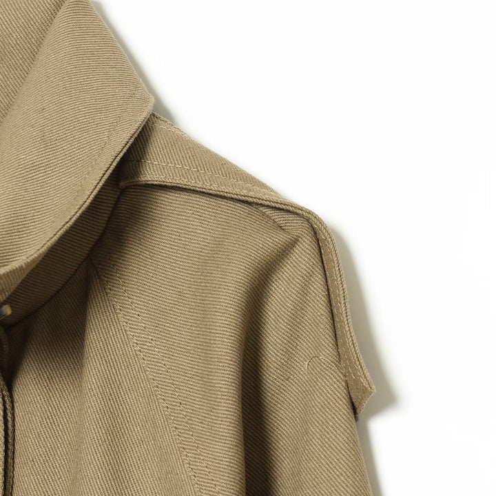 Women's Short Oversized Cape Trench Coat with High Funnel Collar and Utility Patch Pockets Mune Fashion