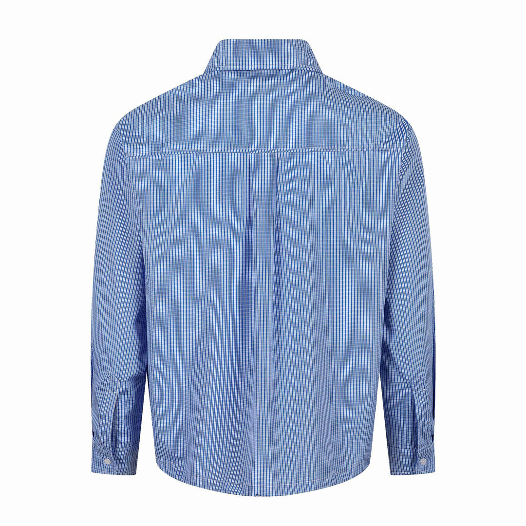 Unisex Shirt jacket with striped seersucker look and eye-catching typo print Mune Fashion