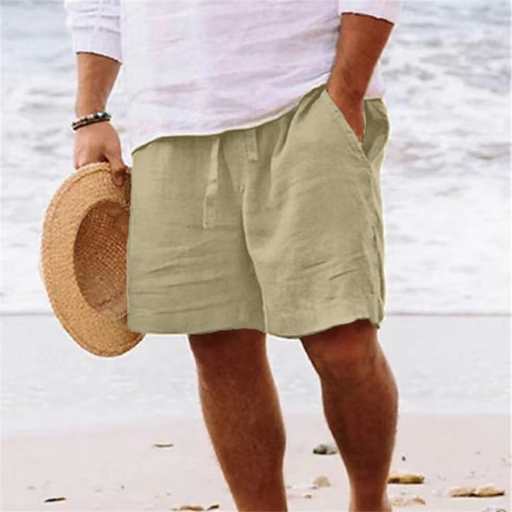 Men's airy linen shorts with elastic waistband and practical side pockets Mune Fashion