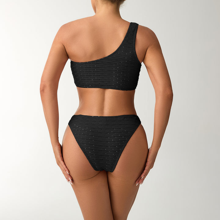 Women's One-Sided Bandeau Bikini with Textured Surface Mune Fashion