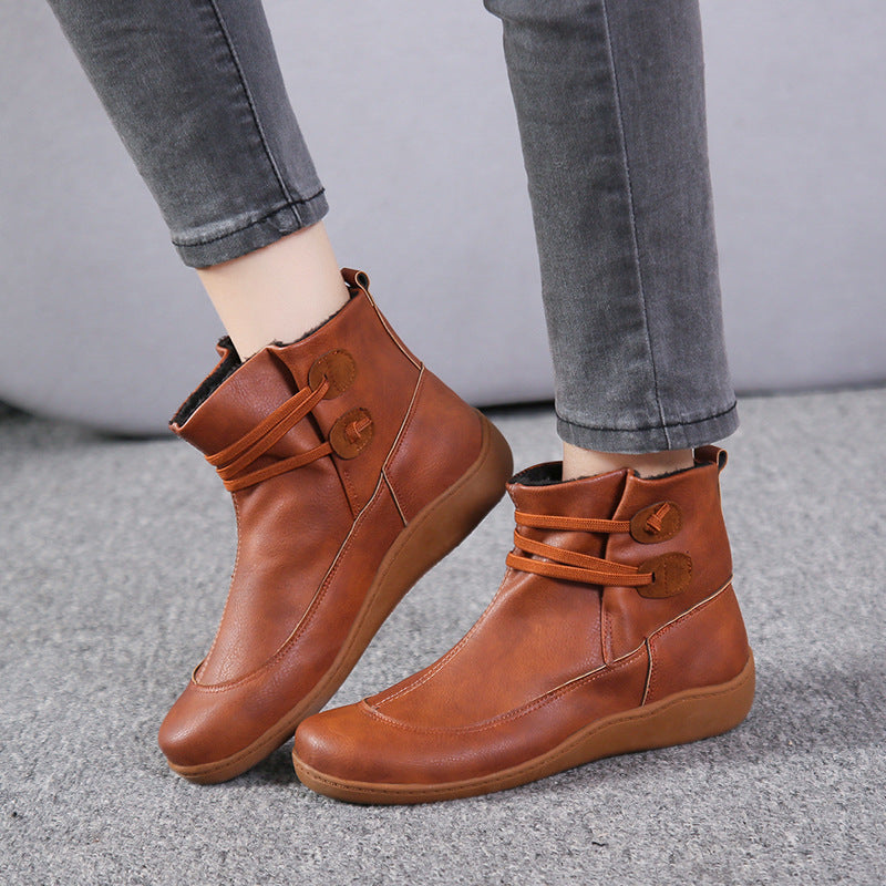 Women’s Insulated Comfort Ankle Boots with Elastic Lacing and Cushioned Rubber Sole Mune Fashion