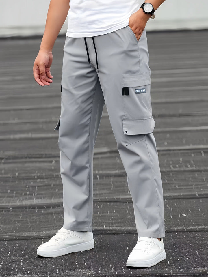 Men's Casual Technical Cargo Pants with Multi-Pockets, Drawstring Waist and Straight Leg Mune Fashion