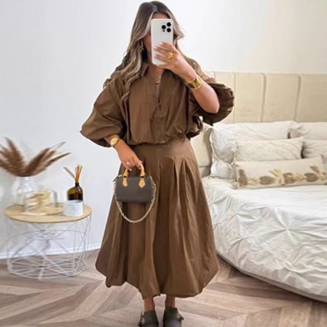 Women's pleated maxi skirt with high waist, boxy pleats and flowing silhouette Mune Fashion