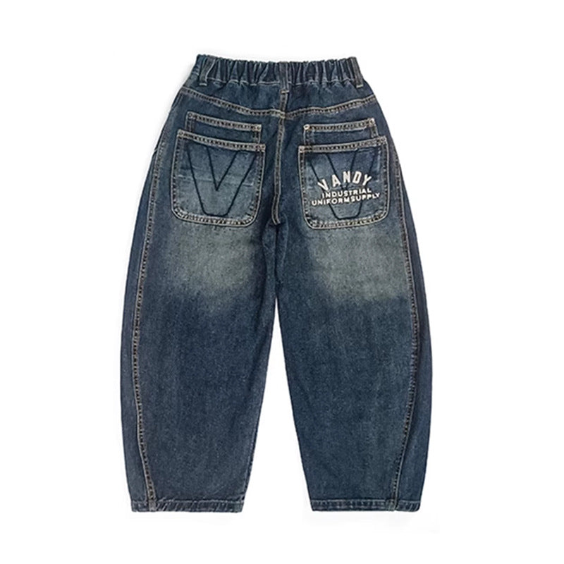 Unisex wide denim pants with creative design elements Mune Fashion