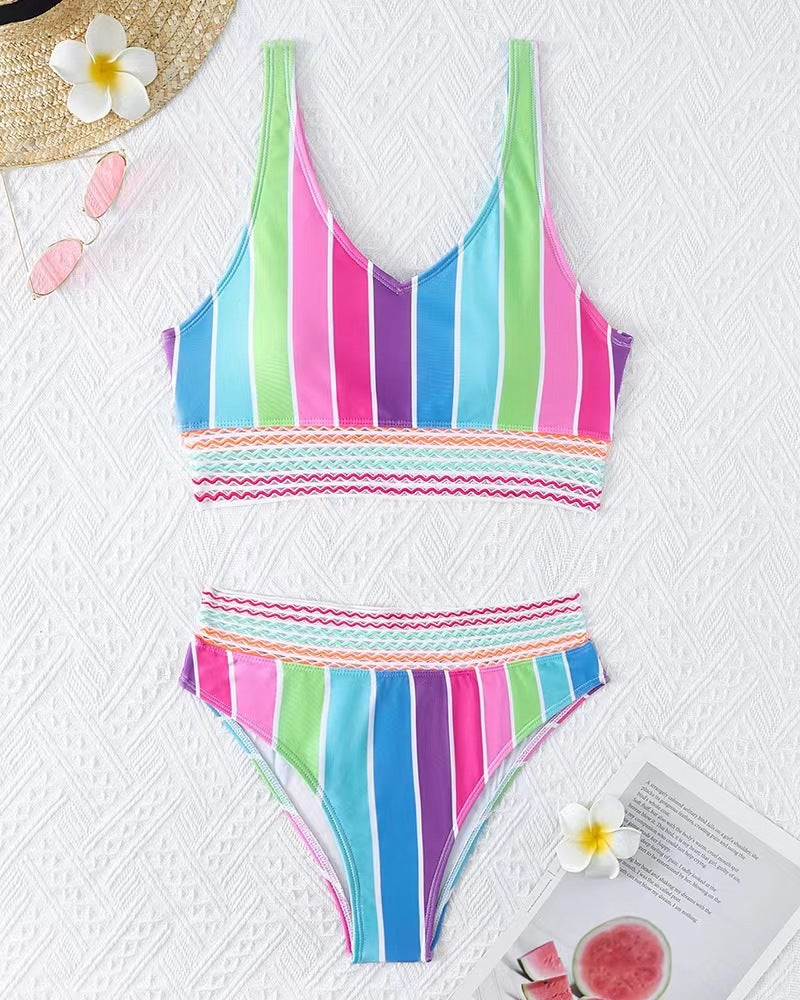 Women's bikini set with wide color block design and high waistband Mune Fashion