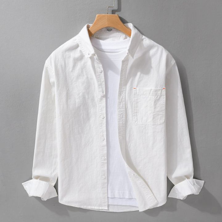 Men's Lightweight Cotton Overshirt in Shirt Jacket Style with Chest Pocket and Button-Down Collar Mune Fashion