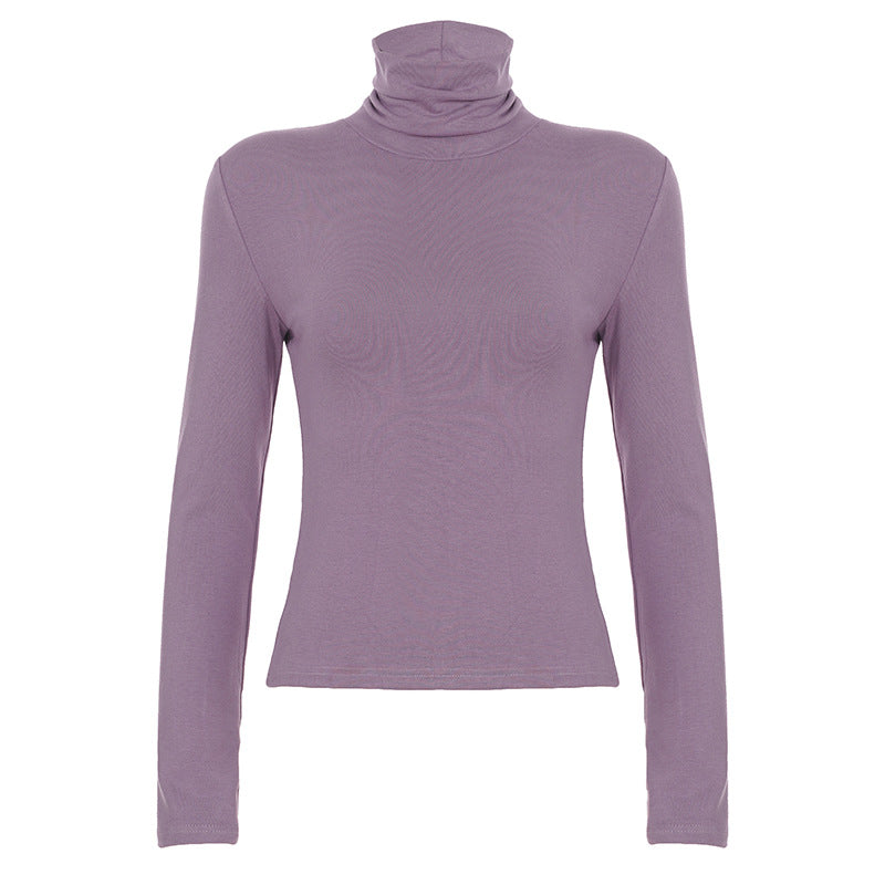 Women Fitted Long Sleeve Turtleneck Shirt made of Stretch Jersey Mune Fashion