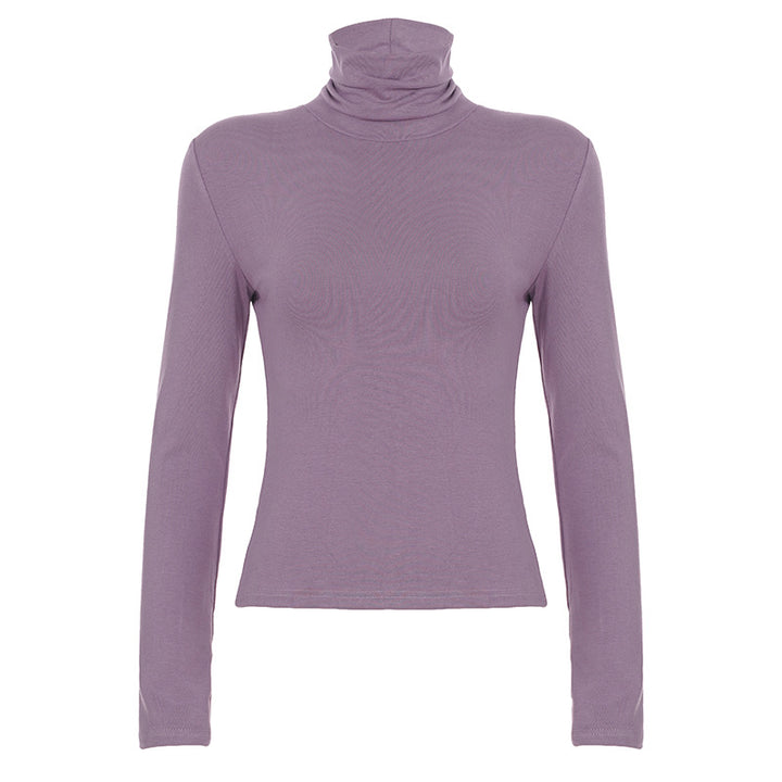 Women Fitted Long Sleeve Turtleneck Shirt made of Stretch Jersey Mune Fashion