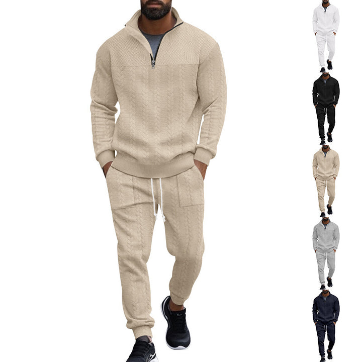 Men's knit training set with half zip, cable knit sweater and drawstring joggers Mune Fashion