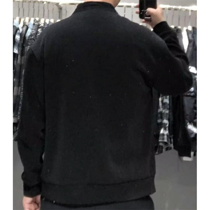 Men's Ribbed Zip Cardigan with Standing Collar and Patch Pockets Mune Fashion