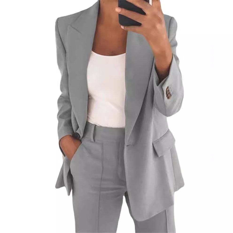 Women's nan Business Blazer Set with structured oversized silhouette, notched collar and pleated trousers Mune Fashion