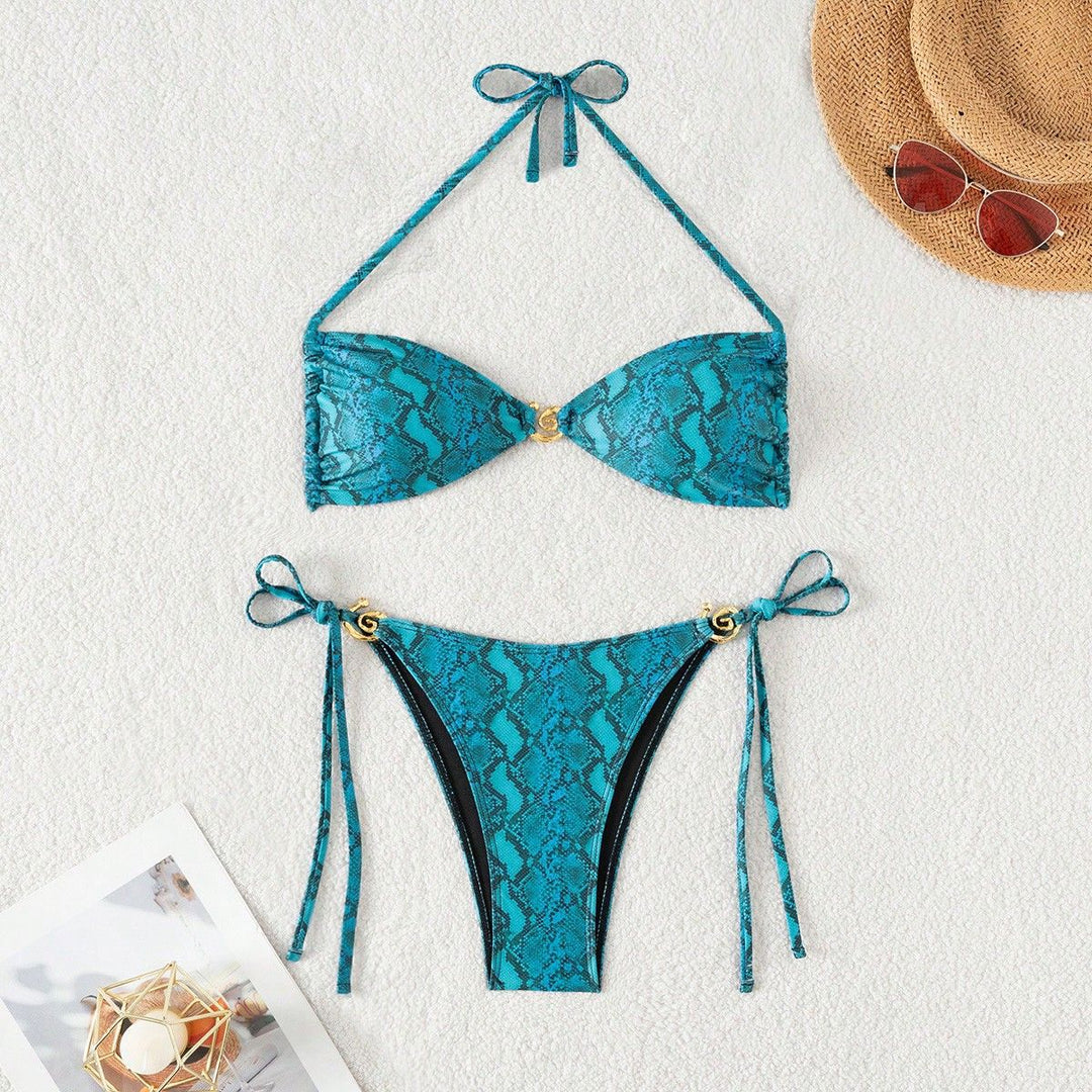 Women's triangle bikini with floral design and adjustable straps Mune Fashion