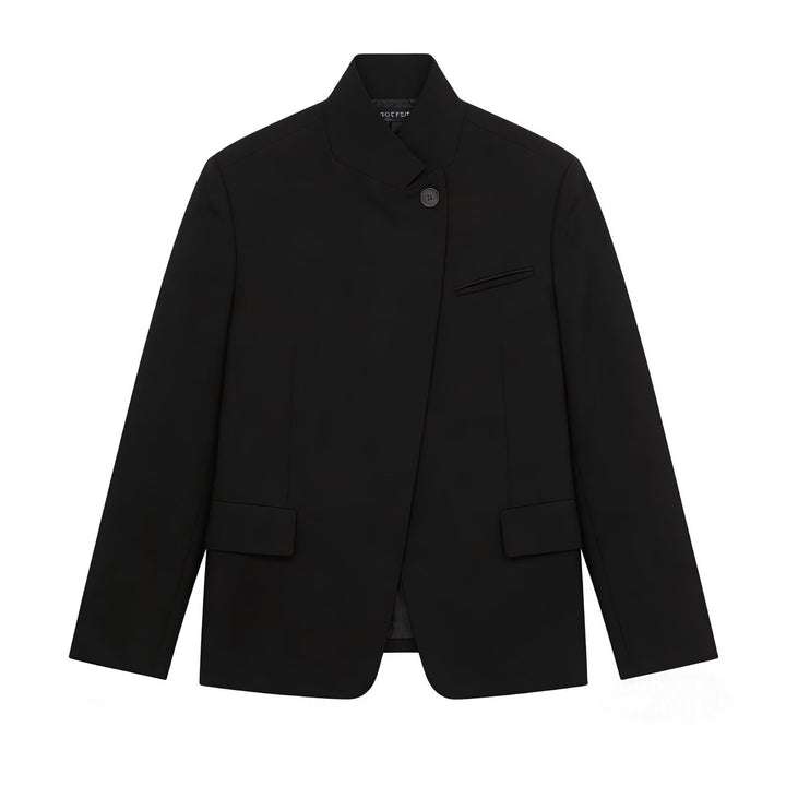 Women's Checkered Blazer with Standing Collar, Slim Fit and Flap Pockets Mune Fashion