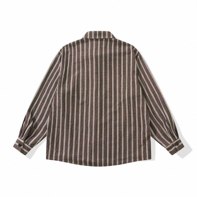 Unisex Oversized shirt jacket with vertical stripes, chest pocket, and boxy silhouette Mune Fashion
