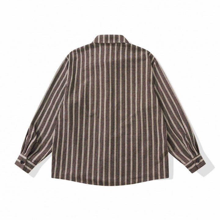 Unisex Oversized shirt jacket with vertical stripes, chest pocket, and boxy silhouette Mune Fashion