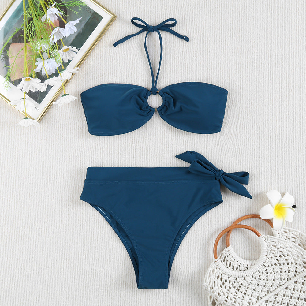 Ladies Bandeau Bikini with elegant knot and high waistband Mune Fashion