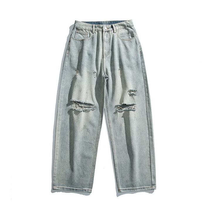 Unisex Relaxed-Fit Vintage-Jeans with high waist and distinctive ripped knee section Mune Fashion