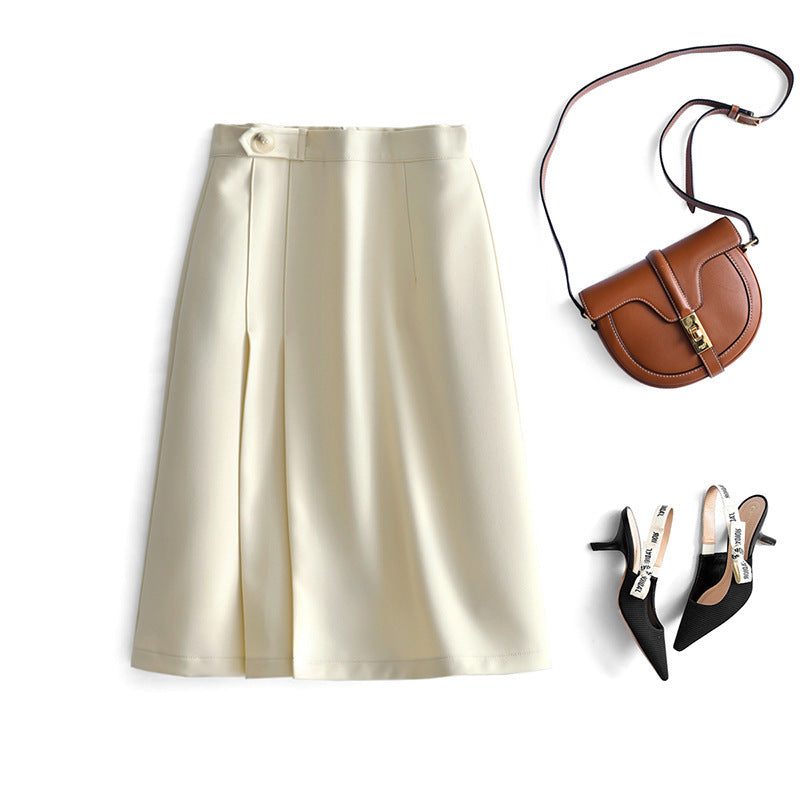 Women Elegant Midi Skirt with Pleats and Waist Belt Mune Fashion